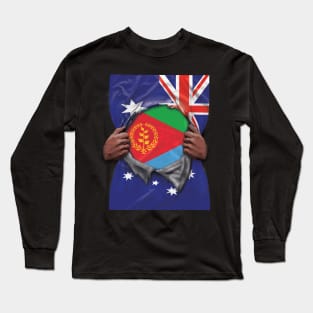 Eritrea Flag Australian Flag Ripped Open - Gift for Eritrean From Eritrea Long Sleeve T-Shirt